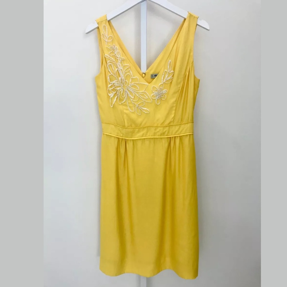 BETH BOWLEY YELLOW SILK DRESS SIZE 8